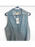 Michael Kors 100% Other Solid Blue Sleeveless Button-Down Shirt Size XL - photo 3