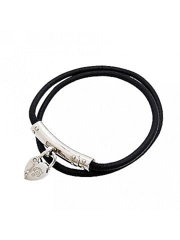 Hermès Hermes Bracelet Choker Viviride Fantasy Heart Metal Leather Silver Black Women's P3246643 (view 1)