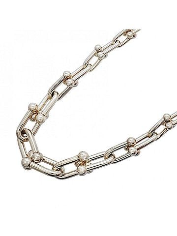 Tiffany & Co. Tiffany &amp; Co. Hardware Graduated Sterling Silver Necklace, 925 Silver, Men's/Women's, P3235174 (view 1)