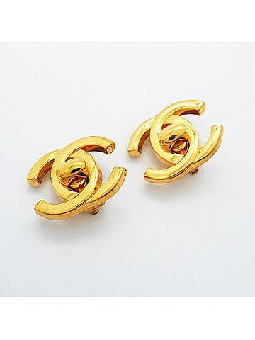Chanel Chanel Coco Mark Turnlock Earrings, Gold Plated, Ladies' P3154015 (view 2)