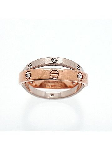Cartier Cartier B-Love Ring, 6PD, 18KWG (White Gold) / 18KPG (Pink Gold), Diamond, Size #58, Men's (view 2)