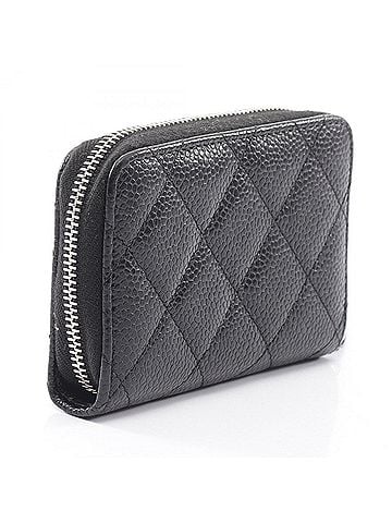 Chanel Chanel Matelassé Wallet/Coin Purse, Caviar Leather (Grained Calfskin), Women's, Black (view 2)