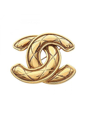 Chanel Chanel Coco Mark Brooch Accessory, Gold Plated (GP), Women's, Tone (view 1)