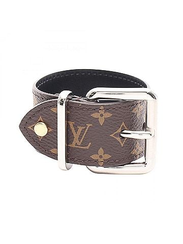 Louis Vuitton Louis Vuitton LOUIS VUITTON Cuff LV Emblem Monogram Bangle Accessory Stainless Steel Women's Brown M4356F (view 1)