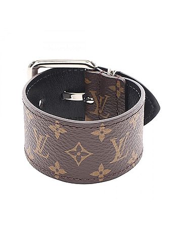Louis Vuitton Louis Vuitton LOUIS VUITTON Cuff LV Emblem Monogram Bangle Accessory Stainless Steel Women's Brown M4356F (view 2)