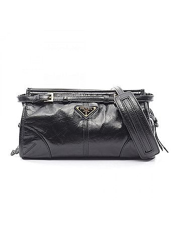 Prada Prada Bonnie Small Shoulder Bag, Handbag, Leather, Women's, Black/Calf Leather (view 1)