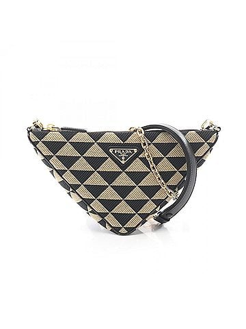 Prada Prada Triangle 2-Way Shoulder Bag/Handbag, Canvas and Leather, Women's, Beige/Black, 1BC543 (view 1)