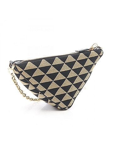 Prada Prada Triangle 2-Way Shoulder Bag/Handbag, Canvas and Leather, Women's, Beige/Black, 1BC543 (view 2)