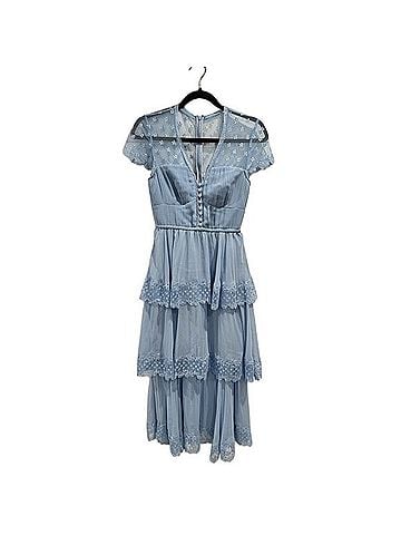 Self-Portrait tiered chiffon pleated midi dress Casual Dress (view 1)