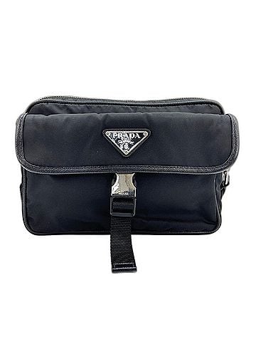 Prada Prada Triangle Logo Shoulder Bag, Nylon, Black (view 2)