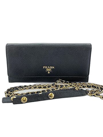 Prada Prada PRADA Wallet-on-Chain 2-Way Shoulder Bag Leather Black (view 1)