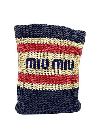 Miu Miu Miu Miu Miu Raffia Cotton Effect Woven Embroidered Tote Bag, Multicolor (view 2)