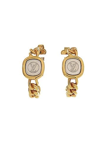 Louis Vuitton Louis Vuitton Logo Chain M61093 Metal Gold Earrings LV 0176 LOUIS VUITTON (view 1)