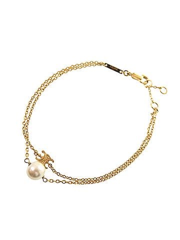 Céline Celine Triomphe Pearl FCA1265 Metal Faux Gold Bracelet 0438CELINE (view 1)