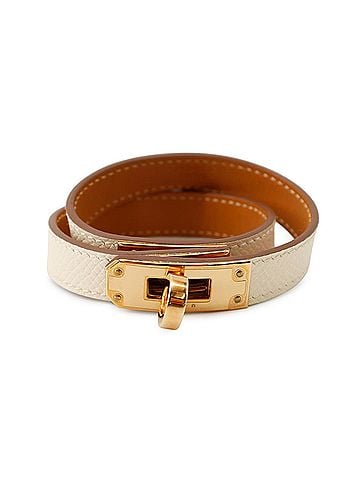 Hermès Hermes Kelly Double Tour Bracelet, Craie Pink Epsom Leather, U Stamp, Size T2. (view 1)