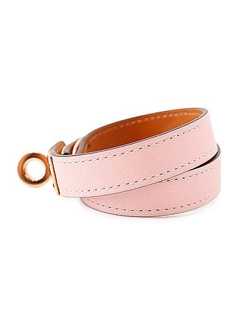 Hermès Hermes Kelly Double Tour Bracelet, Rose Sakura Pink Swift Leather, U Stamp, Size T2. (view 2)