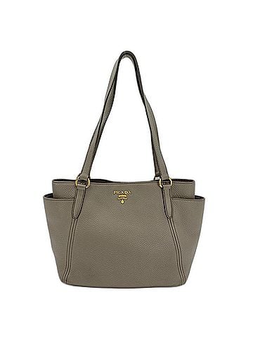 Prada Prada Vitello Daino Tote Bag, Leather, Gray (view 1)