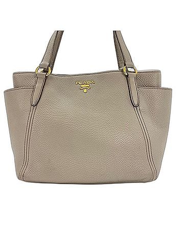 Prada Prada Vitello Daino Tote Bag, Leather, Gray (view 2)