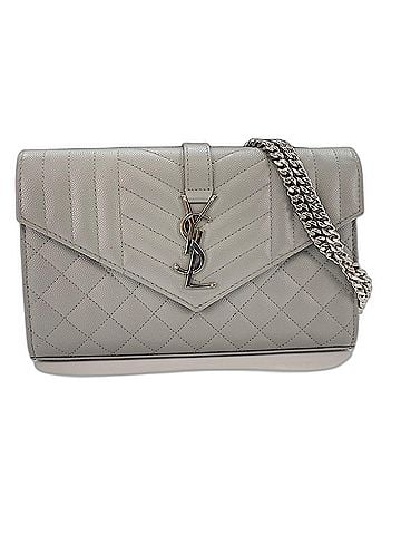 Yves Saint Laurent Yves Saint Laurent Envelope Cassandra Shoulder Bag, Gray (view 1)