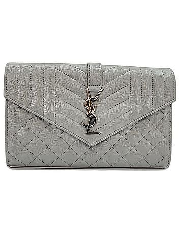 Yves Saint Laurent Yves Saint Laurent Envelope Cassandra Shoulder Bag, Gray (view 2)