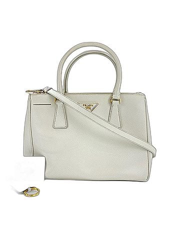 Prada Prada Galleria Medium 2-Way Handbag, Leather, White (view 1)
