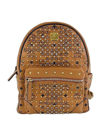 MCM MCM Vitos Monogram Coated Canvas Swarovski Backpack Leather Beige (view 1)
