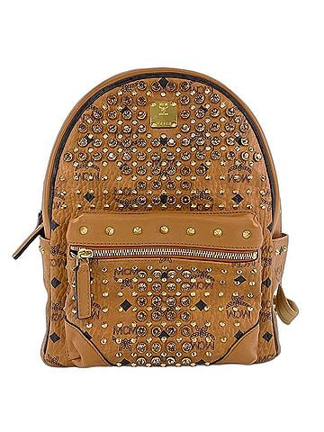 MCM MCM Vitos Monogram Coated Canvas Swarovski Backpack Leather Beige (view 2)