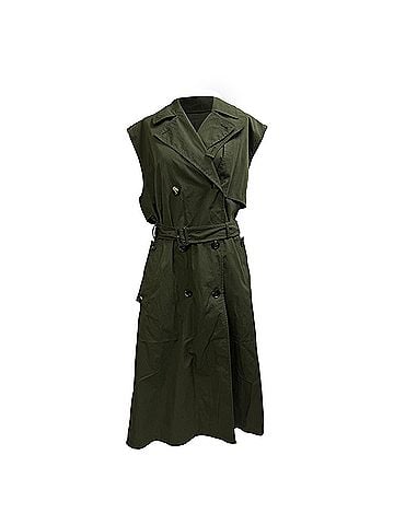 Bottega Veneta Bottega Veneta Double-Breasted Sleeveless Trench Coat in Olive Cotton (view 1)