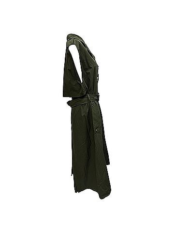 Bottega Veneta Bottega Veneta Double-Breasted Sleeveless Trench Coat in Olive Cotton (view 2)