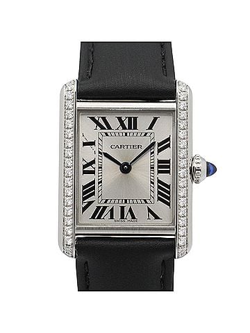 Cartier Cartier Tank Must SM Watch, Stainless Steel, Leather Strap, Diamond, Ladies, Silver Tone, W4TA0016 (view 1)