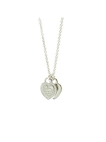 Tiffany & Co. Tiffany Return To Tiffany Double Heart Tag Diamond Necklace White Gold (18K) Diamond Men,Women Fashion Pendant Necklace (Silver) (view 1)