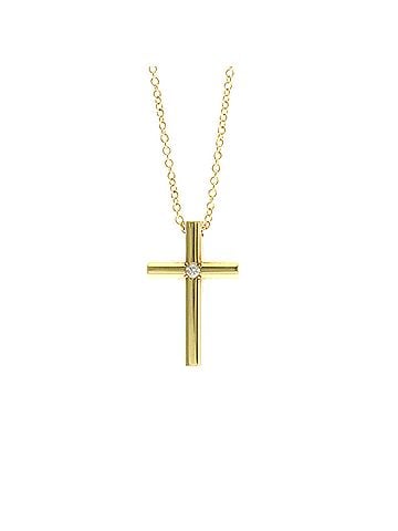 Tiffany & Co. Tiffany Cross Diamond Necklace Yellow Gold (18K) Diamond Men,Women Fashion Pendant Necklace (Gold) (view 1)