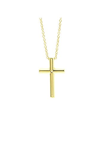 Tiffany & Co. Tiffany Cross Diamond Necklace Yellow Gold (18K) Diamond Men,Women Fashion Pendant Necklace (Gold) (view 2)