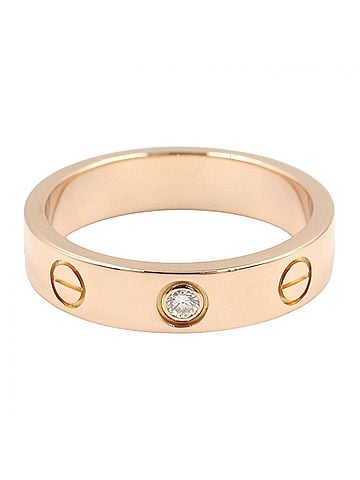 Cartier Cartier Mini Love Ring 1PD Ring, Jewelry, 18KPG (Pink Gold), Diamond, Women's, Gold Tone, Clear B4050700 (view 2)