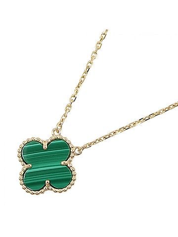 Van Cleef & Arpels Van Cleef &amp; Arpels Vintage Alhambra Malachite Necklace, 18K (Yellow Gold), Malachite, Women's, Gold/Green Tones, VCARO9VA00 (view 1)