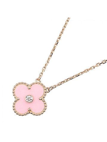 Van Cleef & Arpels Van Cleef &amp; Arpels Vintage Alhambra Pink Sable 1PD Necklace - 18KPG (Pink Gold) with Diamond Women's Gold Tone Clear (view 1)