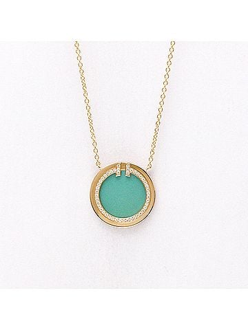 Tiffany & Co. Tiffany T Two Circle Necklace Turquoise And Diamond Pink Gold (18K) Diamond,Turquoise Men,Women Fashion Pendant Necklace (Pink Gold) (view 1)