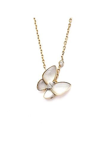 Van Cleef & Arpels Van Cleef &amp; Arpels De Papillon Diamond Necklace Pink Gold (18K) Diamond,Mother Of Pearl Men,Women Fashion Pendant Necklace (Pink Gold) (view 1)