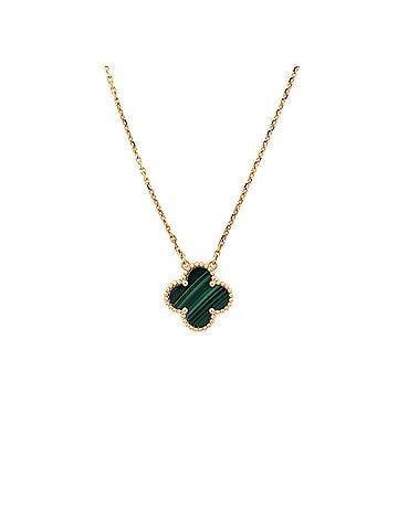 Van Cleef & Arpels Vintage Alhambra Pendant Necklace 18K Yellow Gold and Malachite (view 1)