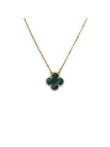 Van Cleef & Arpels Vintage Alhambra Pendant Necklace 18K Yellow Gold and Malachite (view 1)