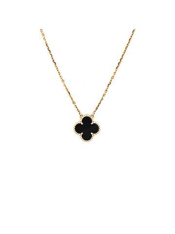 Van Cleef & Arpels Vintage Alhambra Pendant Necklace 18K Yellow Gold and Onyx (view 1)