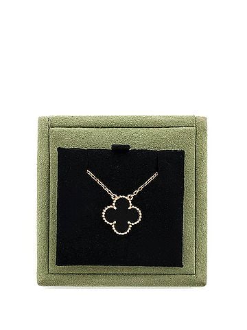 Van Cleef & Arpels Vintage Alhambra Pendant Necklace 18K Yellow Gold and Onyx (view 2)