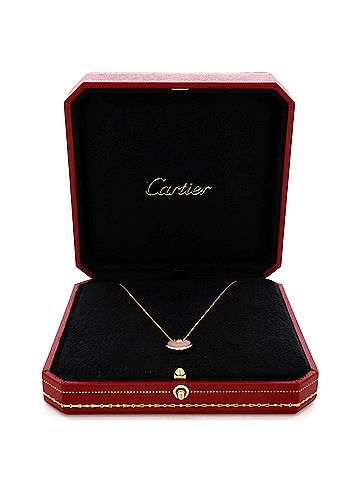 Cartier Amulette de Cartier Pendant Necklace 18K Rose Gold with Pink Opal and Diamond XS (view 2)