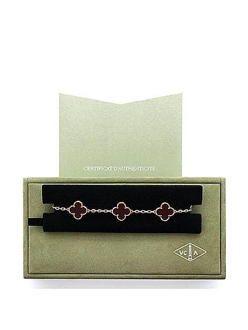 Van Cleef & Arpels Vintage Alhambra 5 Motifs Bracelet 18K Yellow Gold and Carnelian (view 2)