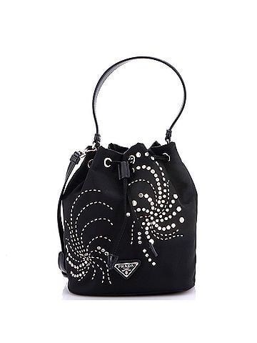 Prada Top Handle Bucket Bag Bead Embellished Re-Nylon Mini (view 1)