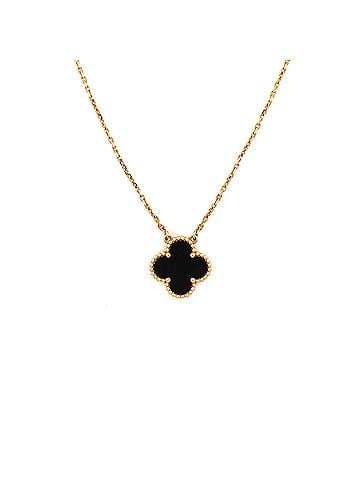 Van Cleef & Arpels Vintage Alhambra Pendant Necklace 18K Yellow Gold and Onyx (view 1)