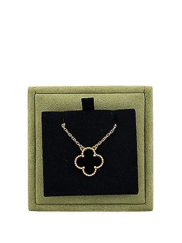 Van Cleef & Arpels Vintage Alhambra Pendant Necklace 18K Yellow Gold and Onyx (view 2)