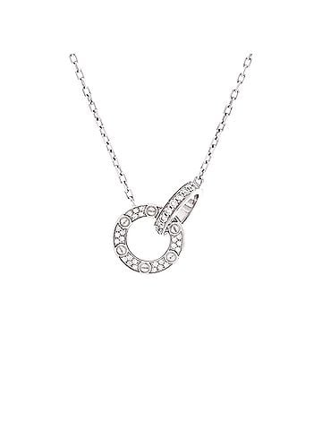 Cartier Love Interlocking Pave Necklace 18K White Gold and Diamonds (view 1)