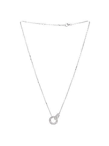 Cartier Love Interlocking Pave Necklace 18K White Gold and Diamonds (view 2)