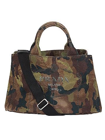 Prada PRADA Canapa Camouflage B2642B Handbag, Canvas, Khaki, Brown, Black, Women's (view 1)